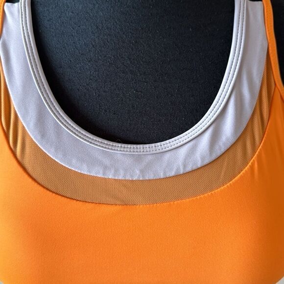 Zyia orange/gray mesh racerback front & inset, keyhole back sports bra. XS. - Picture 2 of 7